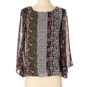 NEW DIRECTIONS Boho Chiffon Floral Blouse